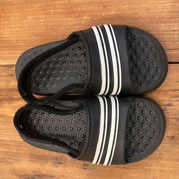 Wonder Nation Unisex Black White Flip Flop Sandals Toddler Size 7/8 - Picture 3 of 11